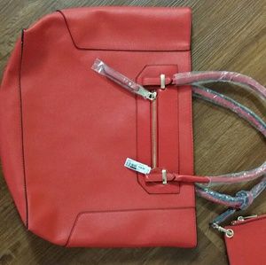 Red Large Hand bag with change pouch included
